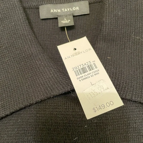 Ann Taylor black moto style sweater size L NWT. - Picture 4 of 5